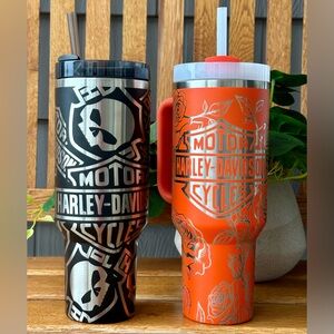 AUTHENTIC ENGRAVED 40oz Stanley’s: Harley His/Hers (Skull Design)